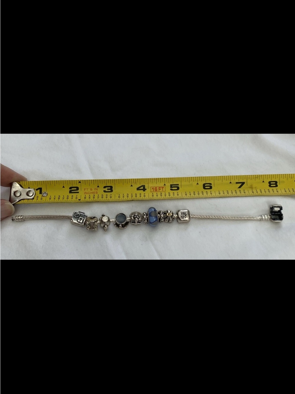 Pandora Silver Bracelet with Blue Murano Accent and Sterling Charms - Picture 3 of 3